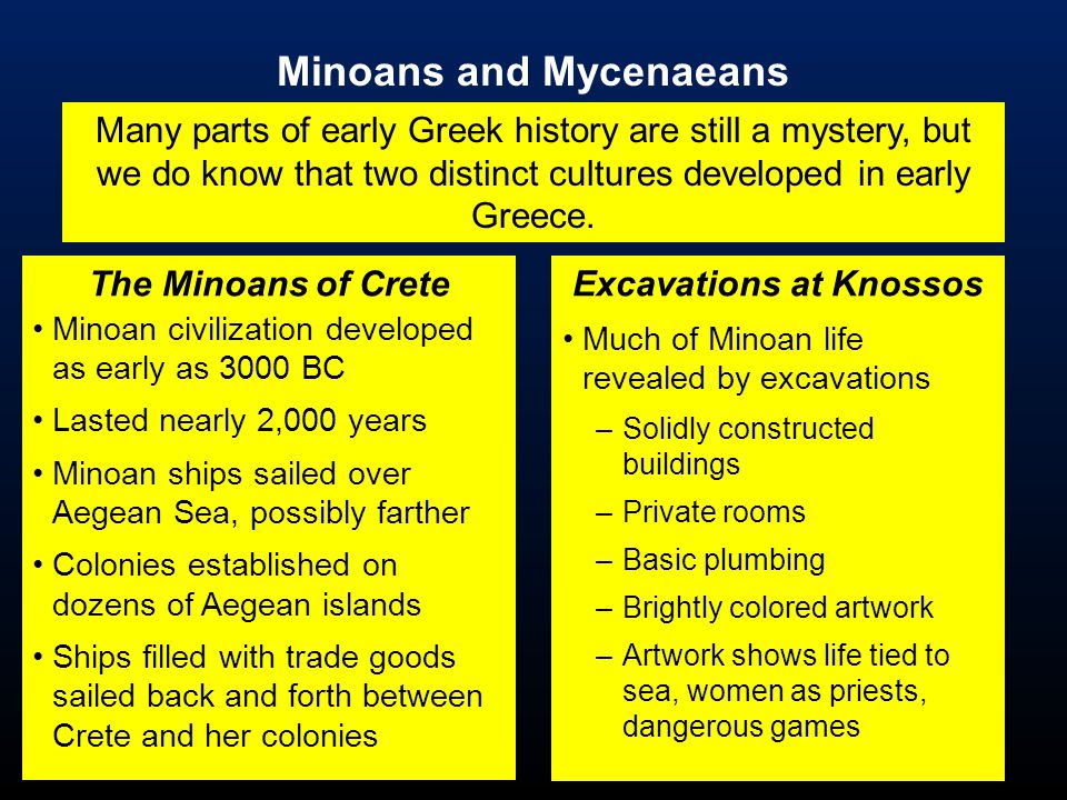 which best describes a difference between the minoan and mycenaean societies